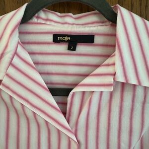 Maje Pink and White Striped Blouse